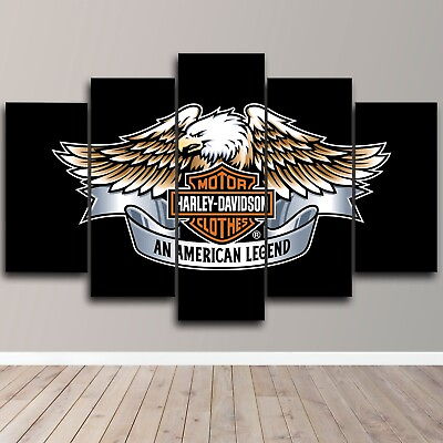 #ad Harley Davidson Eagle Logo Bike Racing Best 5 Piece Canvas Wall Art Home Decor $88.99