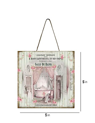 #ad Shabby French Bathroom Wood Mini Sign $12.48