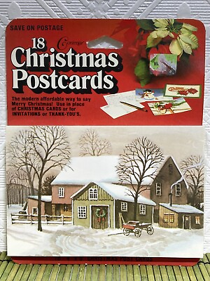 #ad Vintage Conimar Christmas Postcards Vintage House Snow Pack of 18 NEW from 1983 $12.00