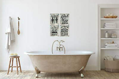 #ad Set of 4 8x10 Enchanted Bath Funny Bathroom Wall Art Canvas Prints $38.98