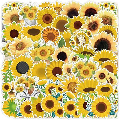 #ad Sunflower Stickers 50PCs Aesthetic Flowers Vinyl Decals Stickers for Hydro... $12.68