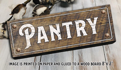 #ad Pantry Sign Rustic Farmhouse Style Wall Decor Shelf Sitter 8x3quot; ebw $12.50