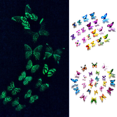 #ad #ad 12Pcs 3D Luminous Butterfly Wall Stickers Home Decor Sticker Bedroom Kid Room $2.13