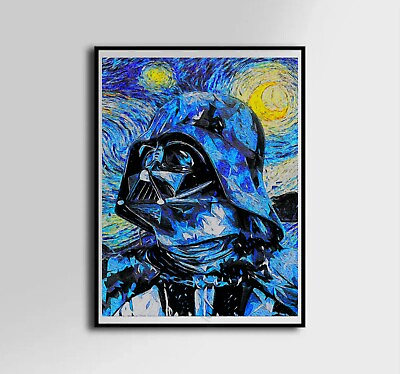 #ad Canvas Darth Vader Van Gogh Collaboration Star Wars wall art starry night $79.99