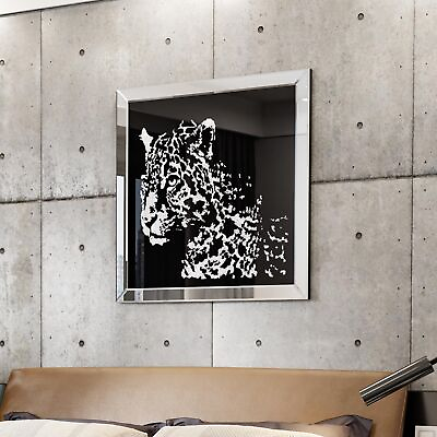 #ad Mirrored Wall Art Painting: Abstract Leopard 16 inches Square Glass Mirror De... $116.64