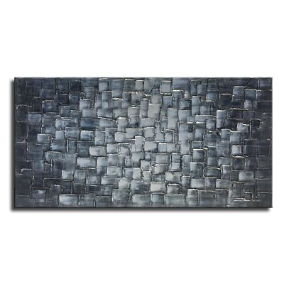 #ad #ad Hand Painted Textured Abstract Canvas Wall Art Modern Oil Painting 40x20inch $84.02