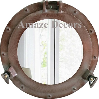 #ad Antique Aluminium Porthole 15quot; Window Nautical Ship Port Mirror Wall Decor $129.99