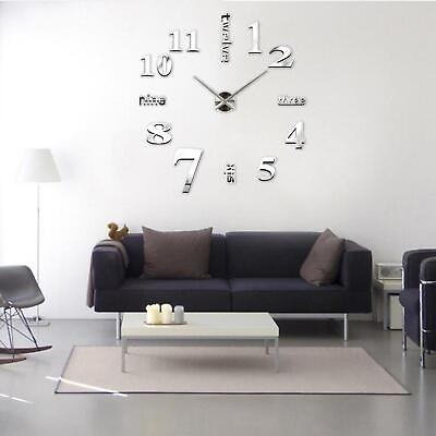 #ad 3D Wall Clock Mute DIY Wall Stickers Clocks Watch Modern Large Home Decoration $12.18