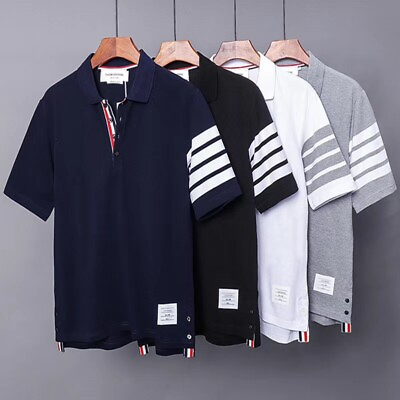 #ad Thom Browne Men women 4 bars Short Sleeves T Shirt Top polo shirt $37.70