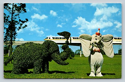 #ad Walt Disney World Dumbo Strolling Topiary Lane Vintage Postcard A191 $4.66