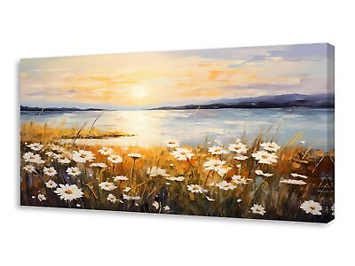 #ad Wall Art Canvas Painting Modern Abstract Sunset Lake Scenery Decorative Paint... $92.19