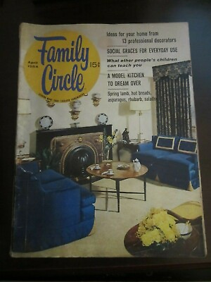 #ad Family Circle Magazine April 1964 Social Graces Model Kitchen Decorators R $9.99