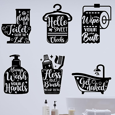 #ad 6 Pieces Bathroom Wall Decals Sticker Bathroom Funny Sayings Quotes Wall Decor V $19.10