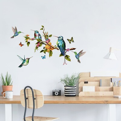 #ad Tree Leaves Flowers Decal Bird Wall Stickers Bedroom Living Room Decor Removable $12.28