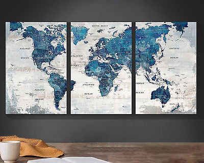 #ad Wall Art for Living Room Office Wall Decor Pictures for Bedroom World Map Art La $86.99