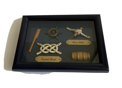 #ad Nautical Sailor Rope Knots Navy Framed Shadow Box Knot Display 5x7 $12.00