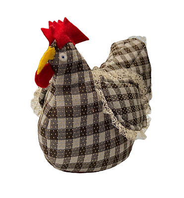 #ad Handmade Plush Plaid Lace Chicken Rooster Kitchen Decor Farmhouse 13quot; x 10.5quot; $22.04