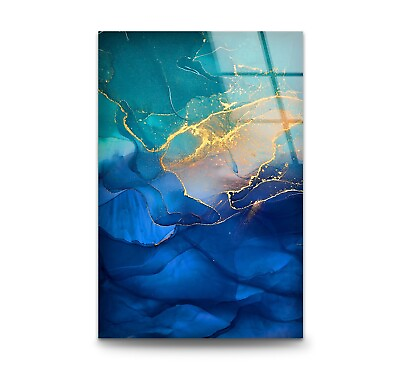#ad #ad Blue Abstract Tempered Glass Wall Art $95.00