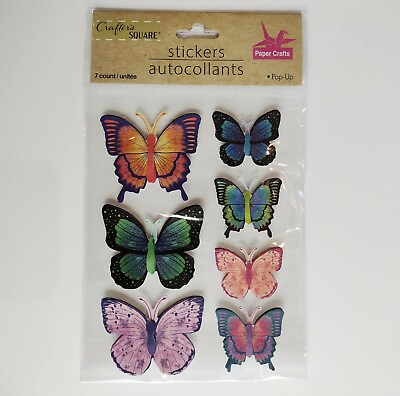 Butterfly Stickers in Green Pink amp; Blue Crafter#x27;s Square 3D Scrapbook Stickers $4.25
