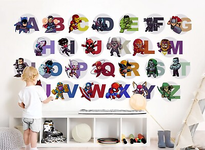 #ad #ad Superhero Avengers Alphabet ABC Capital Letters Removable Wall Decal Stickers AU $118.50