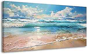 #ad Beach Themed Canvas Wall Art for Bathroom Beach Canvas 20x40inx1 Beach Wall Art $87.95