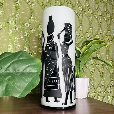 #ad Black amp; Ivory Traditional African People Home Decor Glass Vase ￼ $34.99