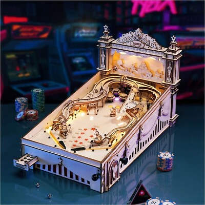 #ad #ad ROKR 482PCS 3D Pinball Machine Wooden Puzzle DIY Vintage Style Family Game Gifts $120.99