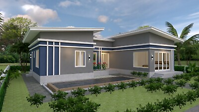 #ad #ad 49x36 Modern Home Plan 15x11 Meter 3 Bedrooms PDF Full Plans A4 Hard Copy $17.40