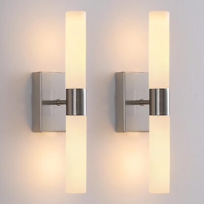 #ad Wall Sconces Set of Two Brushed Nickel Bathroom Sconces Wall Decor Set of 2 M... $107.35