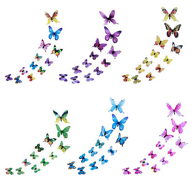 #ad 12pcs 3D Butterfly MOON Sticker Art Design Decal Wall Decals Home Decor $6.42