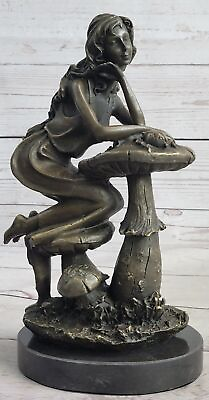 #ad Art Deco Hand Made Sitting Woman in Deep Thought Bronze Sculpture Figurine Art $154.50