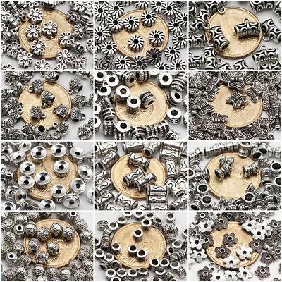 #ad #ad 50pcs Tibetan Silver Metal Alloy Charms Loose Spacer Beads Jewelry Making DIY $2.69