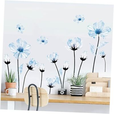 #ad Colorful Flower Wall Decals Small Flower Plants Stickers Floral Mural on bule2 $24.91
