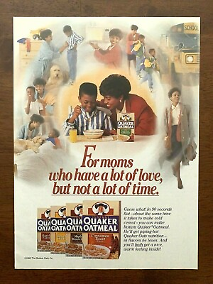 #ad 1993 Instant Quaker Oatmeal Vintage Print Ad Poster Moms Family Kids Pop Decor $14.99