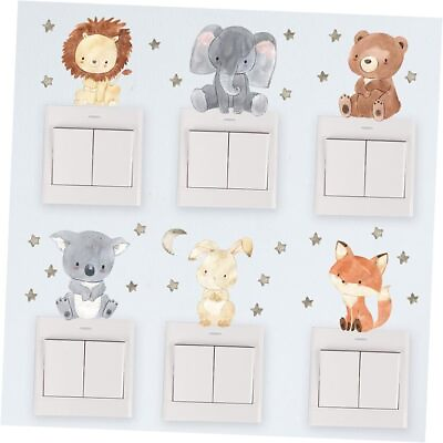 #ad 6pcs lot Cartoon Animal Switch Stickers Wall Sickers for Kids Room Baby S001 $10.47