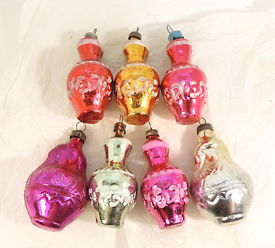 #ad Amphora Glass Christmas Ornaments Vintage Tree Decoration Soviet Glass Toy Vase $42.00