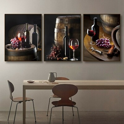 #ad Wall Art Canvas Kitchen Décor Painting Wine Posters Picture for Home Dining Room $62.99