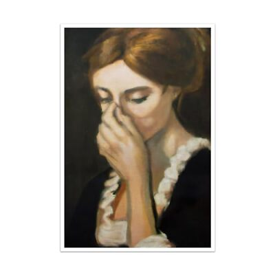 #ad Funny Bathroom Canvas Wall Art Humorous Classical Oil Painting Woman Covering... $25.29