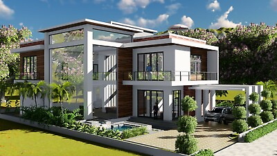 #ad 45x63 Modern Home Plan 13.8x19 Meter 3 Bedrooms Full Plans A4 Hard Copy $17.40