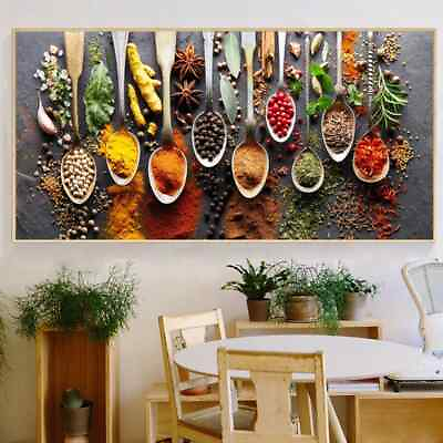 #ad #ad Colorful Kitchen Themed Wall Art Decor Canvas Paintings Food Cooking Canvas Art $18.04