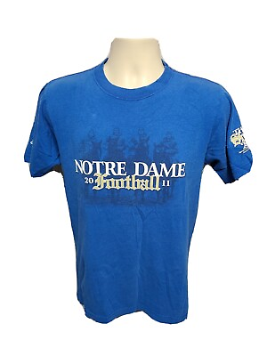 #ad 2011 Adidas Notre Dame Football Cheer Cheer for old ND Adult Small Blue TShirt $15.00