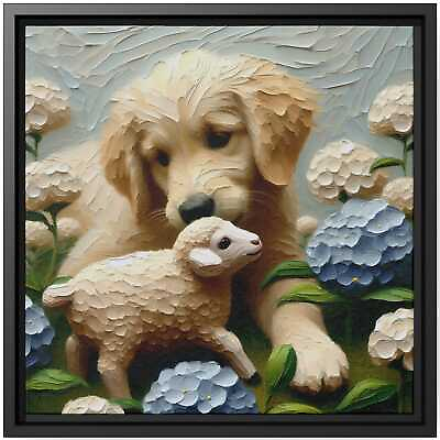 #ad Golden Retriever Puppy Sheep Wall Decor Canvas Art Print Oil Painting Cute Dog $188.77