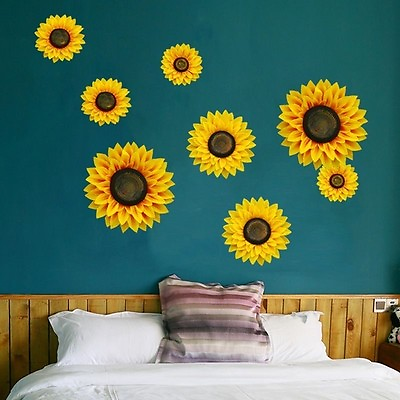 #ad 1 Piece Big 3D Sunflower Wall Stickers Mural Art Wall Decal Home Decorations $4.49