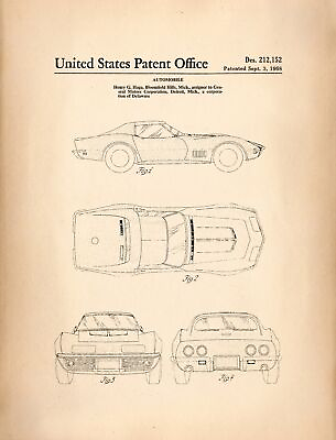 #ad Decor POSTER of vintage Patent.Corvette 1968.Room Office Home Art Design.6791 $19.00