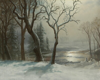 #ad Winter night landscape Oil painting Wall art HD Giclee Printed on canvas P005 $9.99