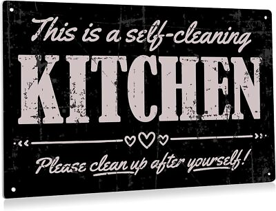 #ad Funny Kitchen Metal Tin Sign Wall Decor Vintage Kitchen Sign for Home Bar Kitche $17.84