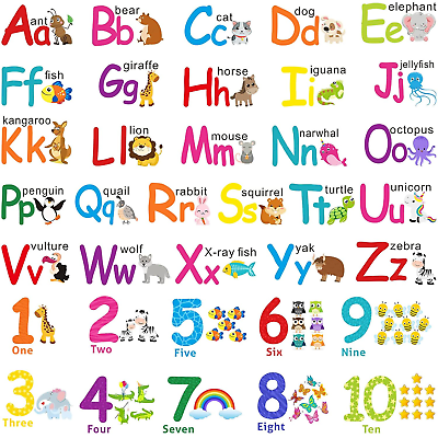 #ad Alphabet Wall Stickers Kids Toddler Decors Animal ABC Stickers Removable Letters $17.24
