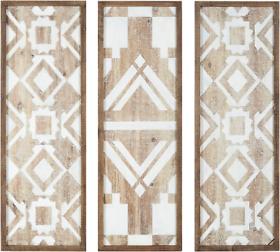 #ad Wall Art Living Room Décor Geometric Design Natural Wooden Frame Home Accent $233.46