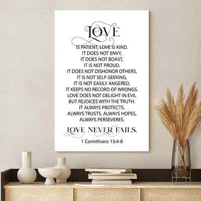 #ad Love Is Patient Love Is Kind 1 Corinthians 13:4 8 Canvas Poster Wall Art $155.95
