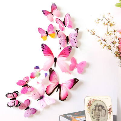 #ad 12PCS 3D Butterfly Modern Wall Stickers Art Decal Colorful Home Room Decoration $0.99